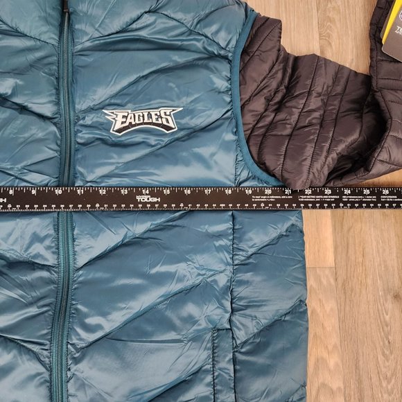 Philadelphia Eagles NFL Men's Small 3 in 1 Black Puffer Jacket Green Vest Set - Picture 16 of 16